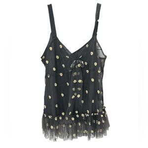 NWT Tara Jarmon Sheer Sunflower Floral Tank Top Blouse Feminine Dainty Size 42 L